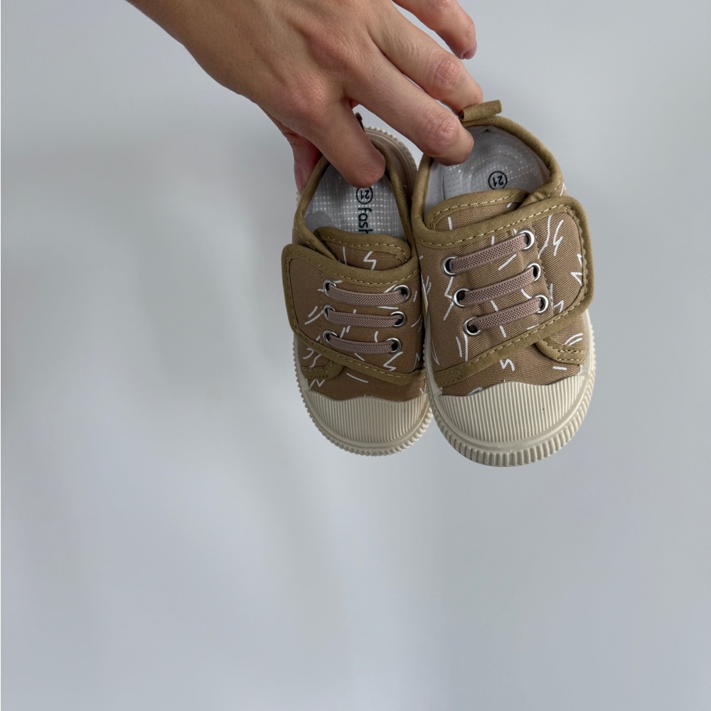 Tan Kids Shoes with Velcro Straps